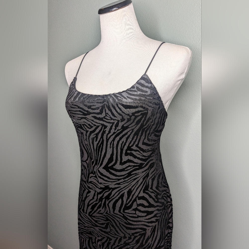 Wild Fable Women's Animal Print Sleeveless Scoop Neck Flocked Velvet Midi Dress - Picture 3 of 5